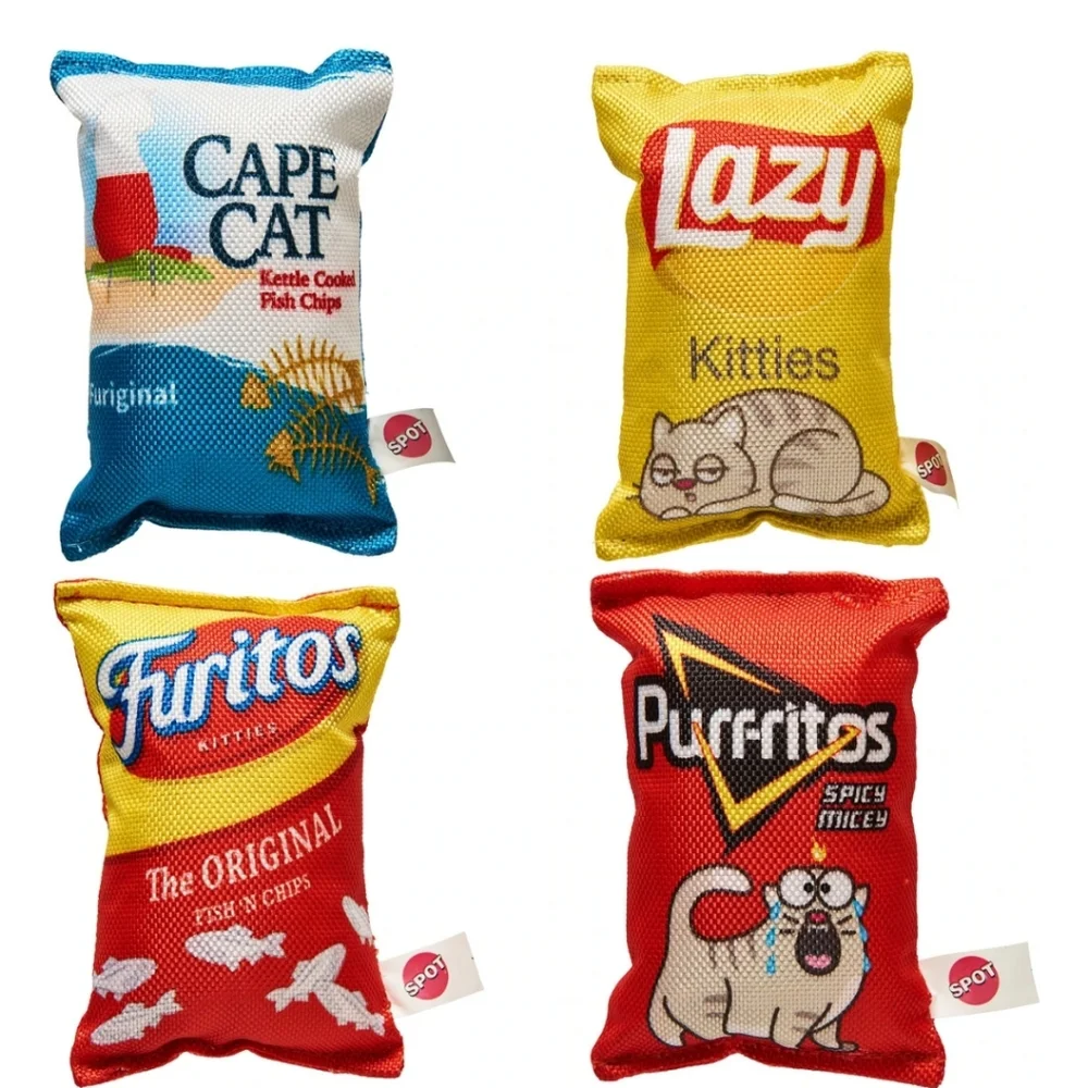Pet Fun Food Kitty Chips Plush Cat Toys